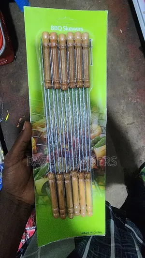 Stainless Steel Barbeque Skewers With Bamboo Handles