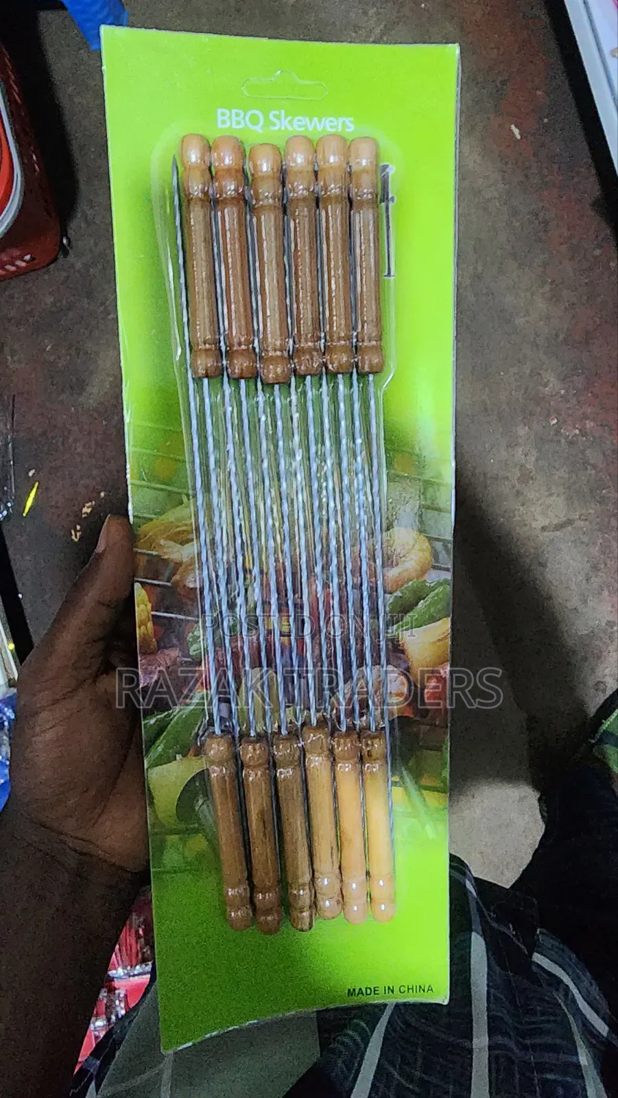 Stainless Steel Barbeque Skewers With Bamboo Handles