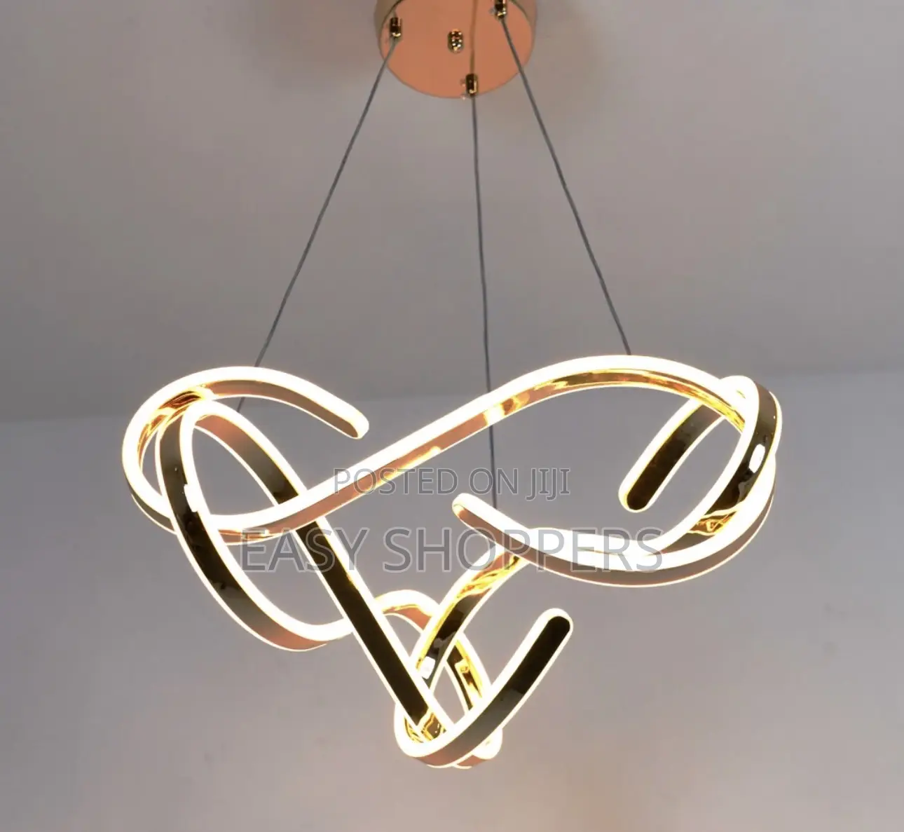 Modern Geometric Gold-Finish LED Abstract Pendant Chandelier Light