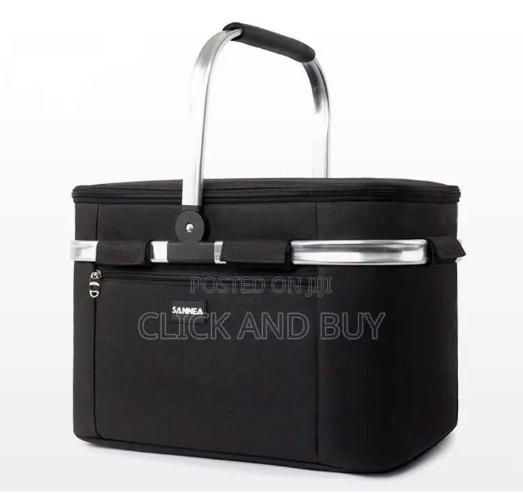 29L Insulated Folding Picnic Basket With Handle, Cooler Lunch Bag