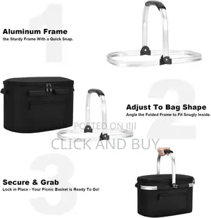 29L Insulated Folding Picnic Basket With Handle, Cooler Lunch Bag