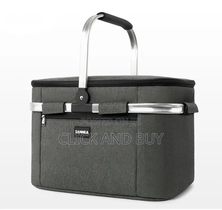 29L Insulated Folding Picnic Basket With Handle, Cooler Lunch Bag