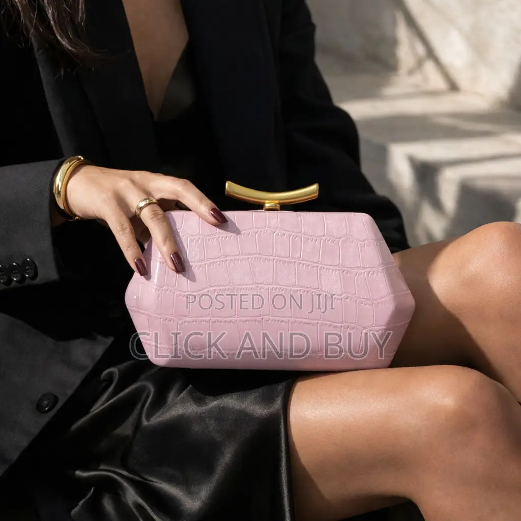 Clutch Evening Bag With Gold Handle Chain Strap