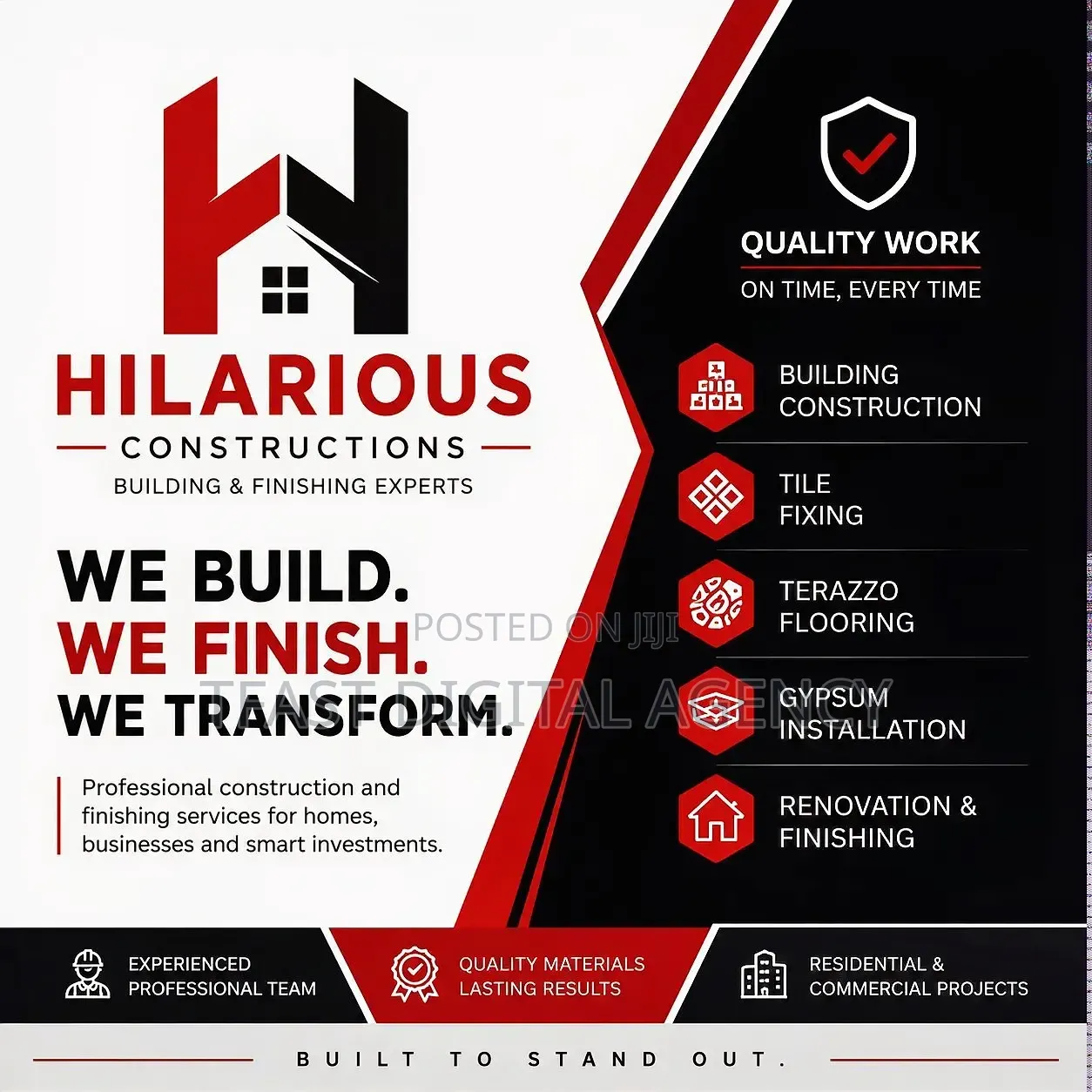 Construction, Tile Fixing, Terrazzo Gypsum Services in Mukono