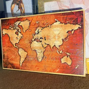 90cm by 60cm World Map Art Framed