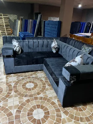 Gray and Black 5 Seater Sofa Set