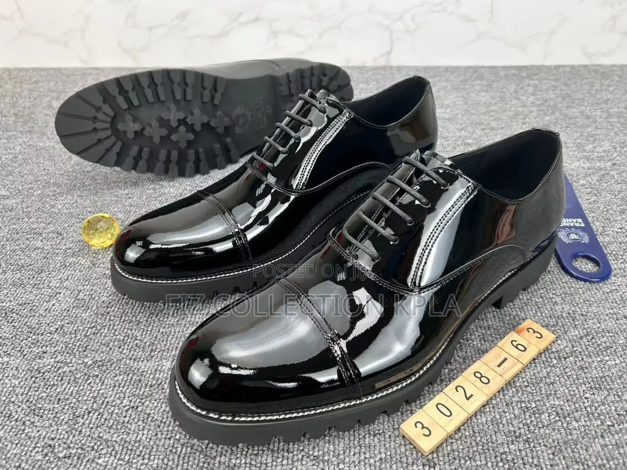 Original Franco Banetti Shiny Black Patent Leather Cap Toe Shoes