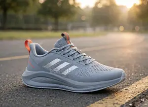 Original Grey/Silver Adidas Alpha-Edge+ Running Trainer Sneakers