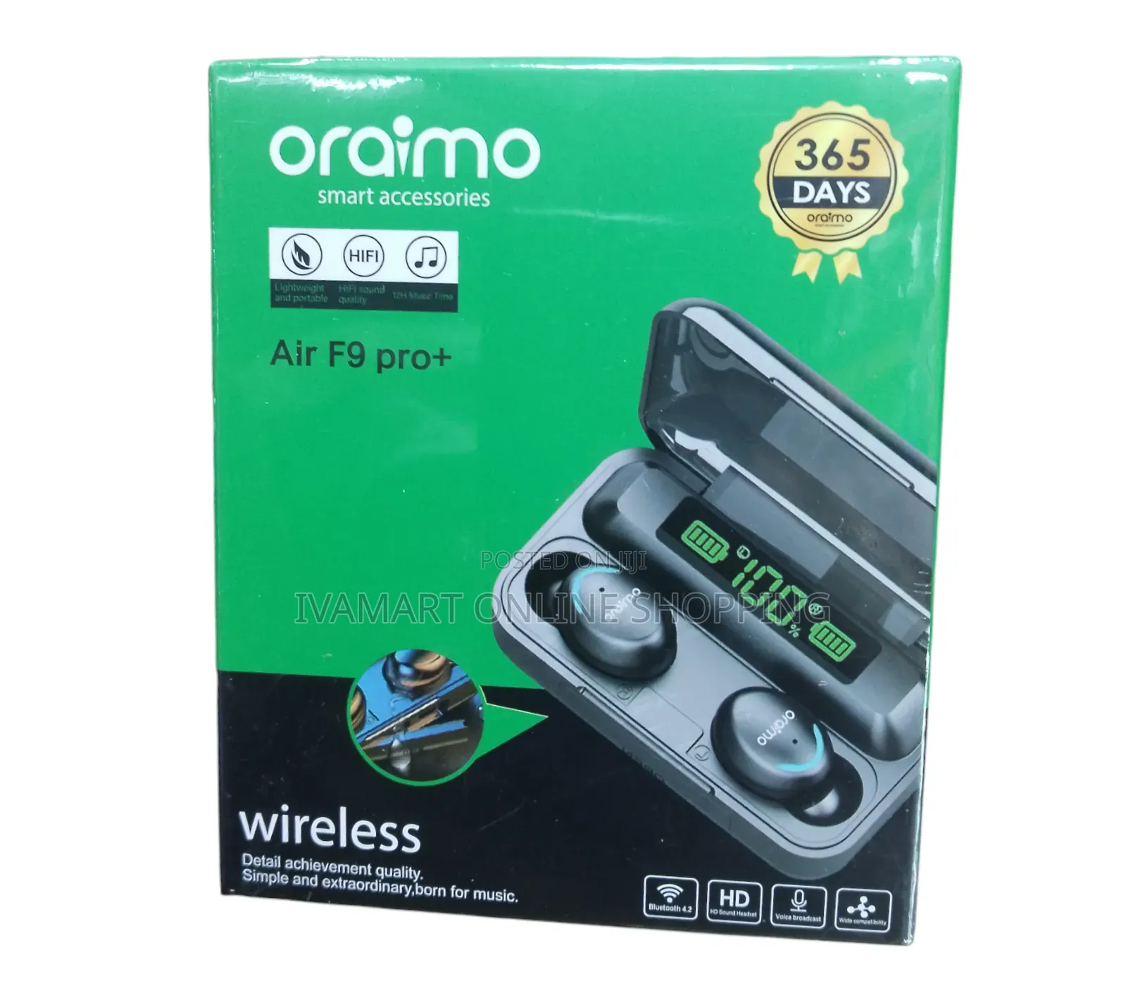 Oraimo Air F9 Pro+ Wireless Earbuds - Hi-Fi Sound Quality