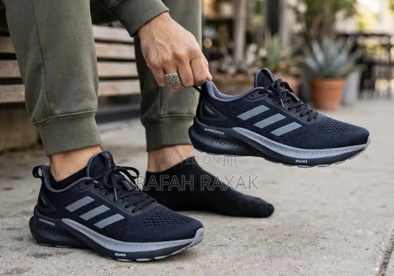 Original Black/Grey Adidas Alphabounce Athletic Running Sneakers