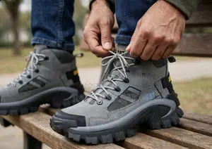 Original Grey Caterpillar (CAT) Invader Mid Vent Work Hard Boots