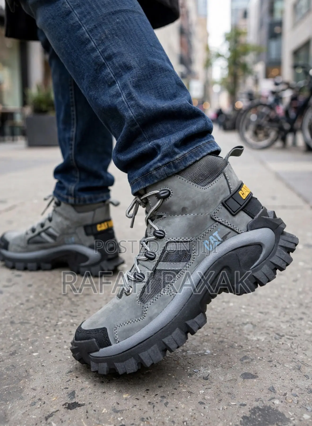 Original Grey Caterpillar (CAT) Invader Mid Vent Work Hard Boots