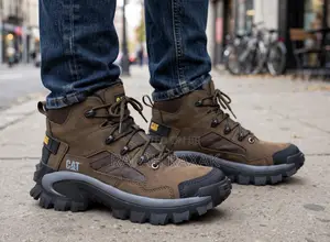 Original Coffee Brown CATERPILLAR Invader Mid Vent Toe Hard Work Boots