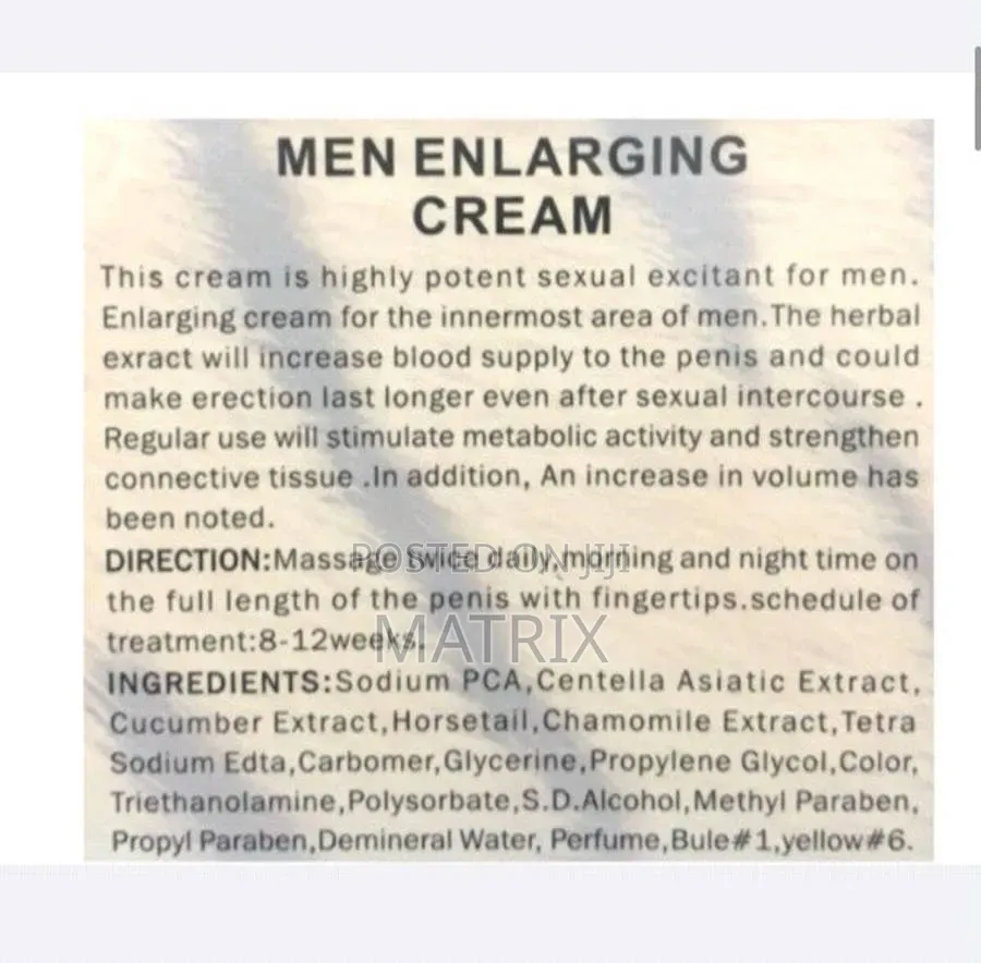 Men Enlarging Cream for Enhancing Personal Confidence and Performance
