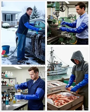 Chemical Resistant Extra Long Rubber Gloves,Waterproof, Resist Oil.