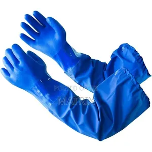 Chemical Resistant Extra Long Rubber Gloves,Waterproof, Resist Oil.