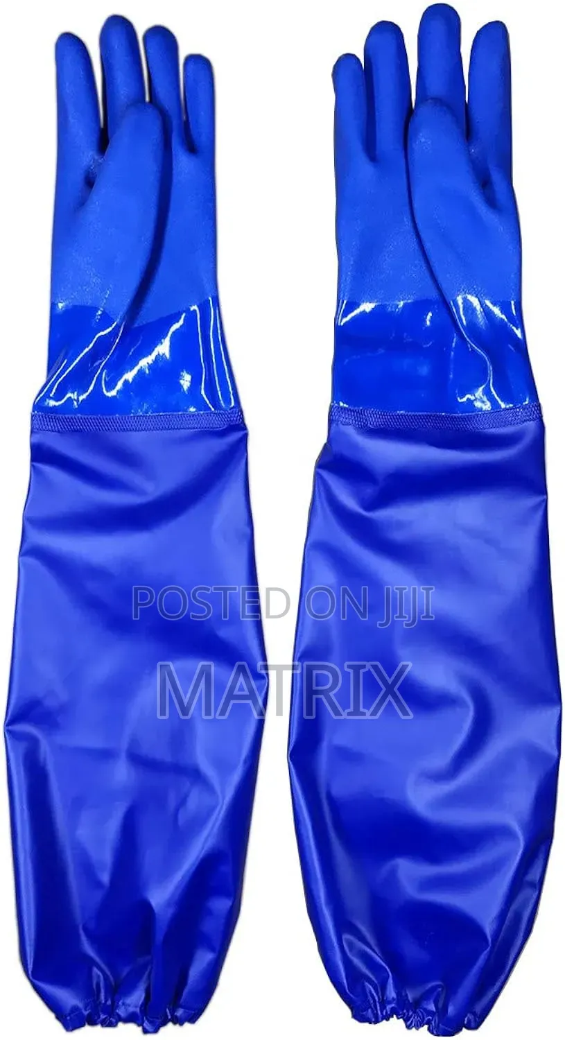 Chemical Resistant Extra Long Rubber Gloves,Waterproof, Resist Oil.
