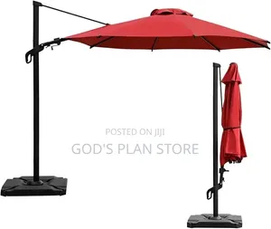 Classy Outdoor Umbrella Round Shaped Maroon