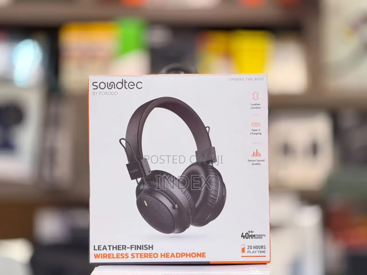 Porodo Soundtec Leather-Finish Wireless Stereo Headphone With Bluetoot
