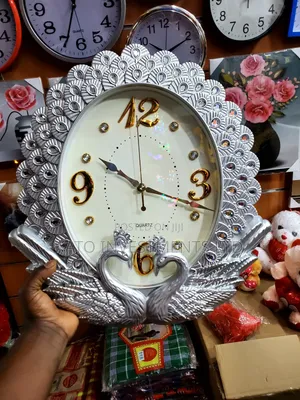 Crystal Swan and Peacock Decorative Wall Clock