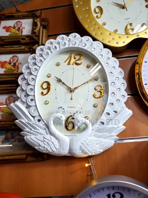 Crystal Swan and Peacock Decorative Wall Clock