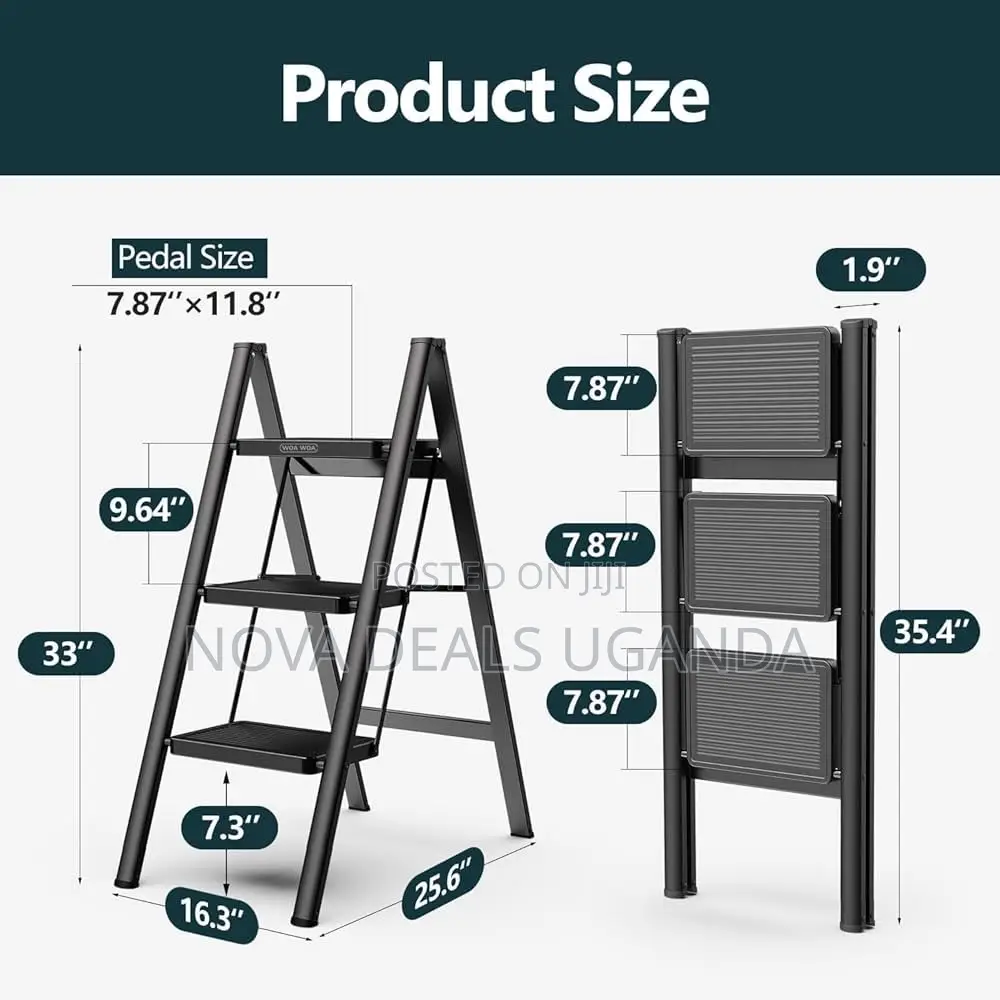 Heavy Duty 3 Stepladder, Small Kitchen/Closet Ladder for Adults/Kids