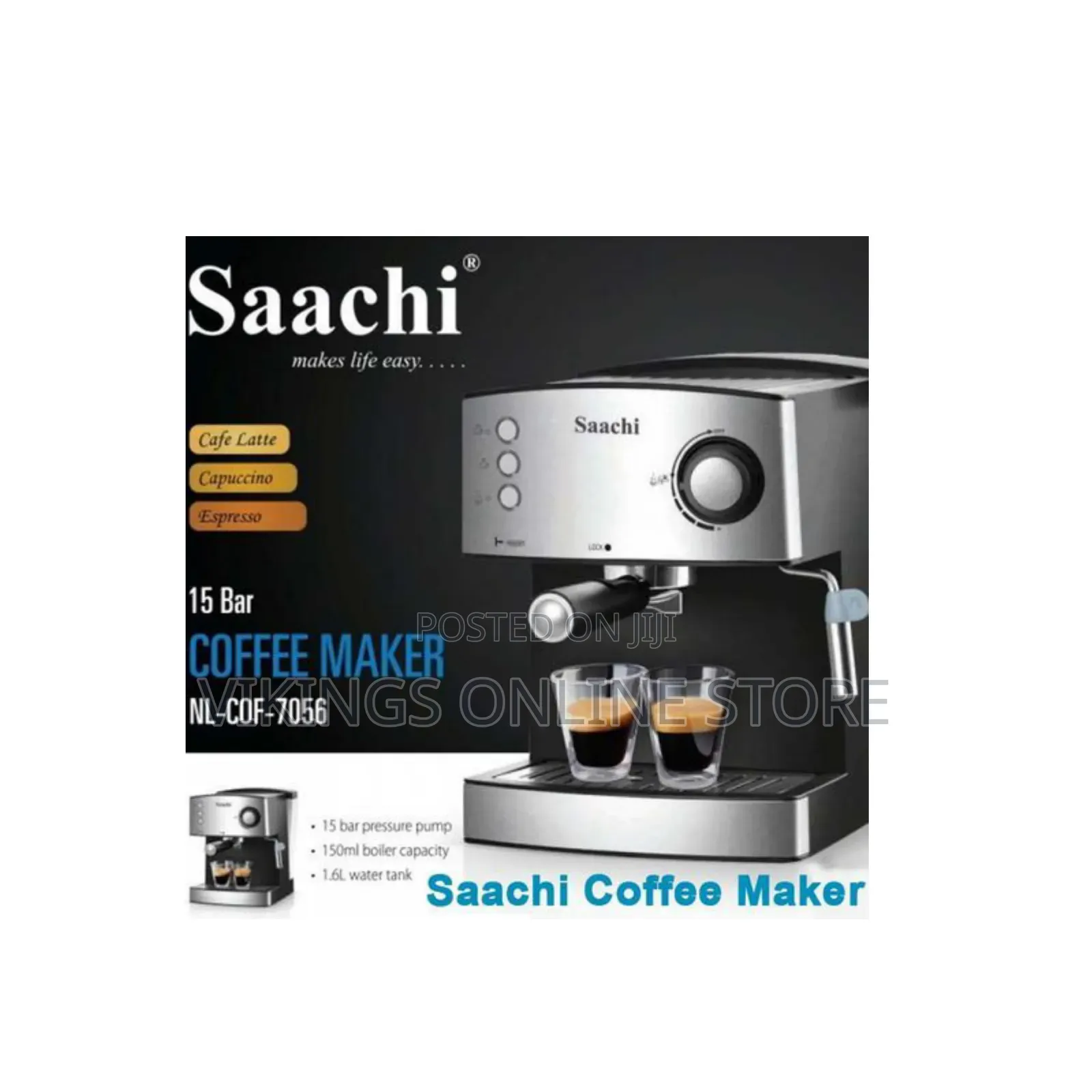 Saachi NL-COF-7055 All in 1 Coffee Maker - Silver, Black