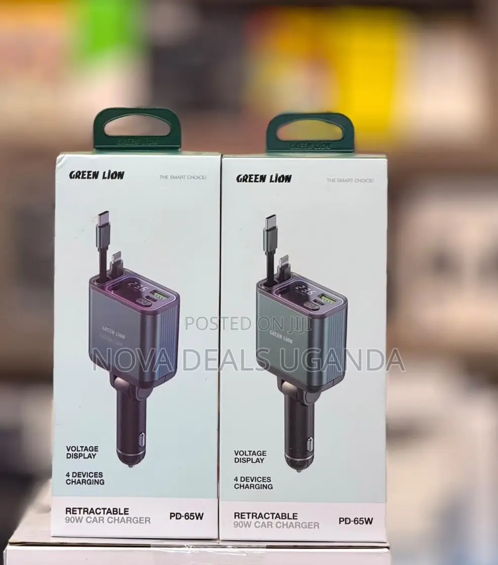 Green Lion 90W Car Charger With Retractable Cable