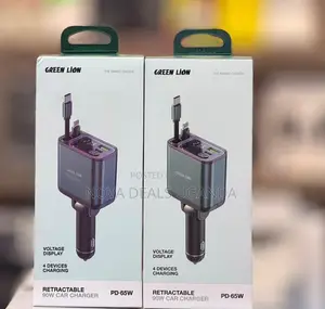 Green Lion 90W Car Charger With Retractable Cable