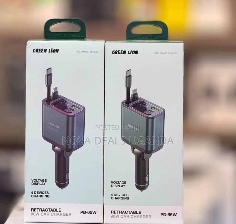 Green Lion 90W Car Charger With Retractable Cable