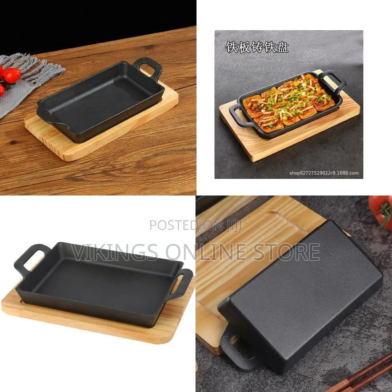 Crystals Rectangular Cast Iron Cookware Frying Pan Grill Backing Pot