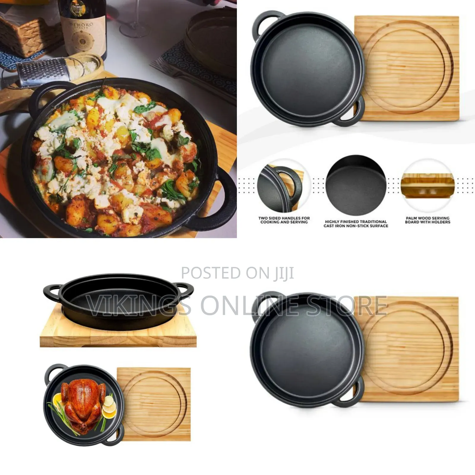 Crystals Cast Iron Cookware Frying Pan Grill Backing Pot Skillet Plate