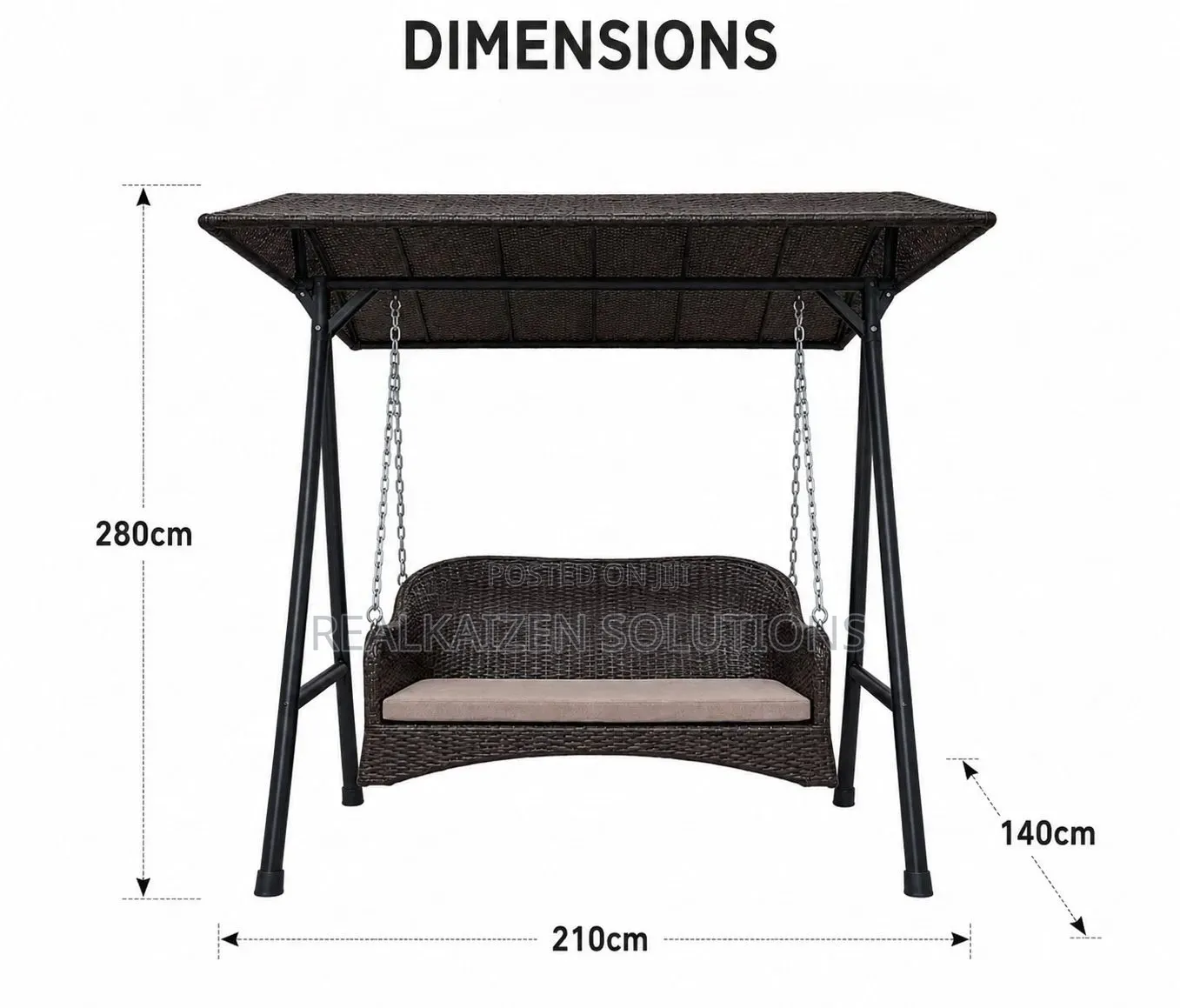 Premium Outdoor Rattan 2-Seater Swing Chair With Canopy