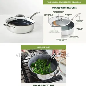 26cm Tri-Ply Stainless Steel 5QT Saute Pan With Lid