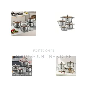 8 Piece of Thickened Stainless Steel Pot Set, Diamond Patterned