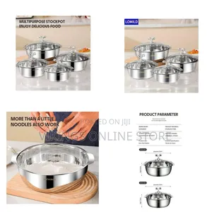 8 Piece Thick Stainless Steel Soup Pots With Glass Lids and Handle