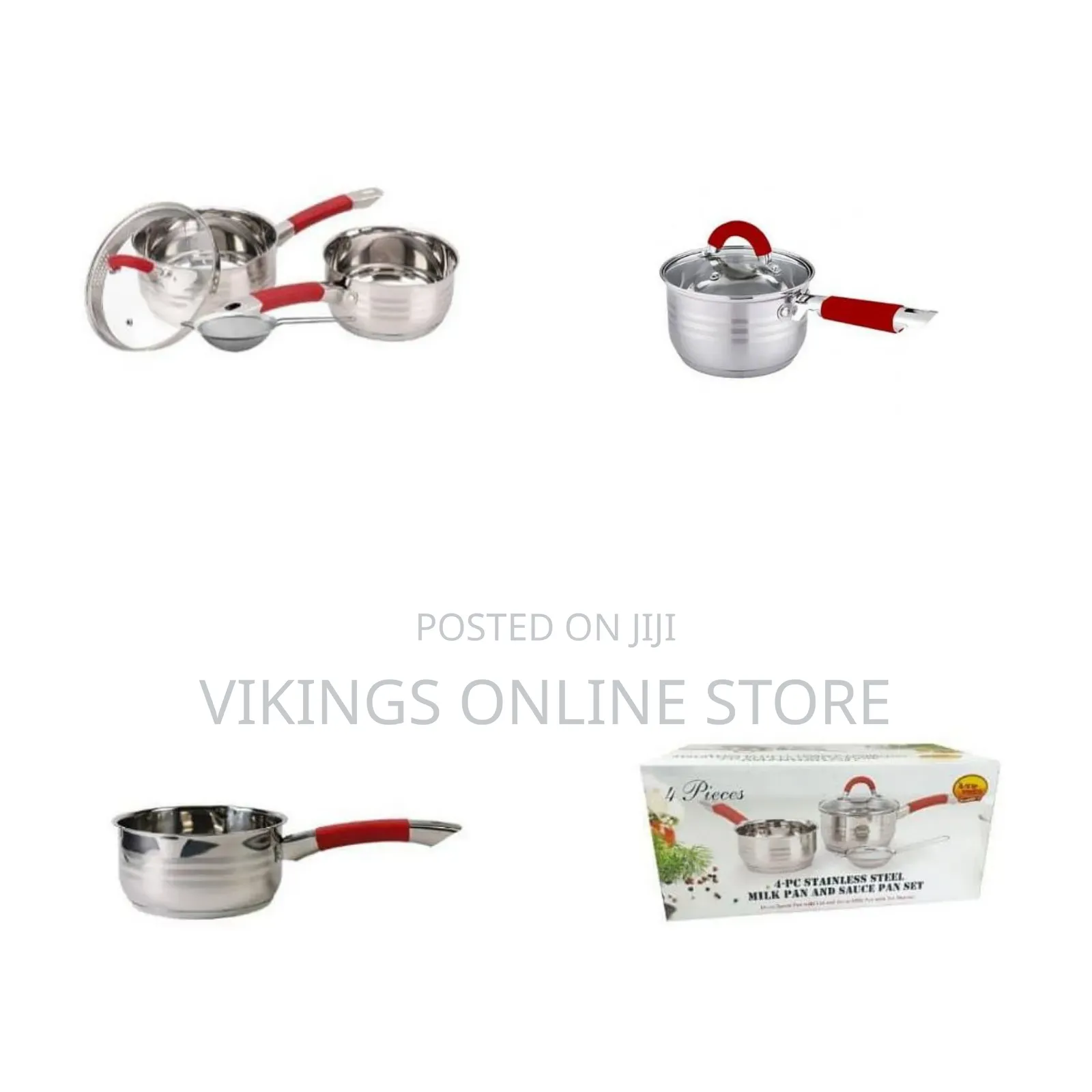 4-PC Stainless Steel Milk Pan and Sauce Pans Set