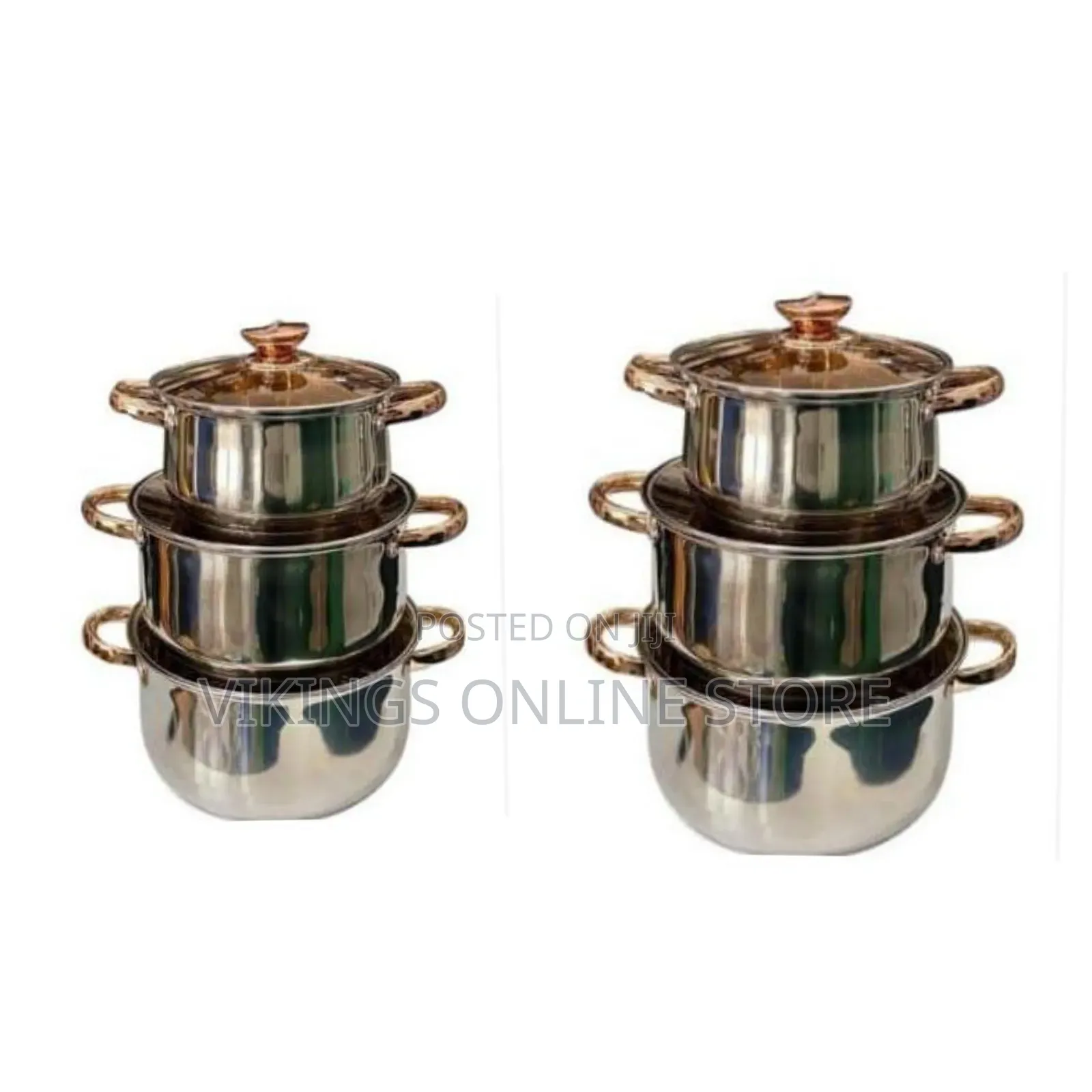 6 Piece of Stainless Steel Saucepans Cookware Soup Pots Serving Dishes
