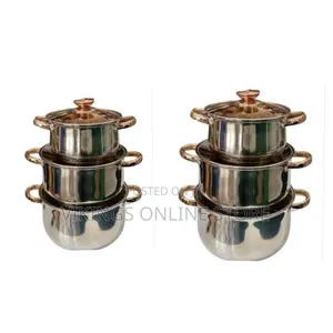 6 Piece of Stainless Steel Saucepans Cookware Soup Pots Serving Dishes