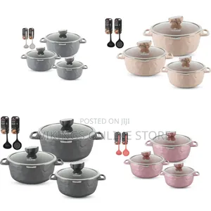 Life Smile 8 Pieces Cookware Set Induction Base Granite Non Stick