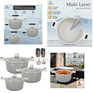 Life Smile Pots Set 8 Pieces Cookware Set Induction Base Granite