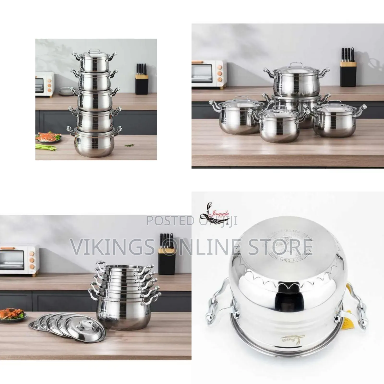 10 PC 18 20 22,24 26 CM Stainless Steel Saucepans Cooking Pots- Silver