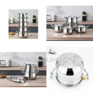 10 PC 18 20 22,24 26 CM Stainless Steel Saucepans Cooking Pots- Silver