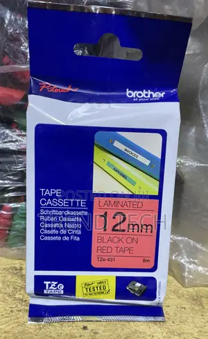 Brother Label Tape Black on Red