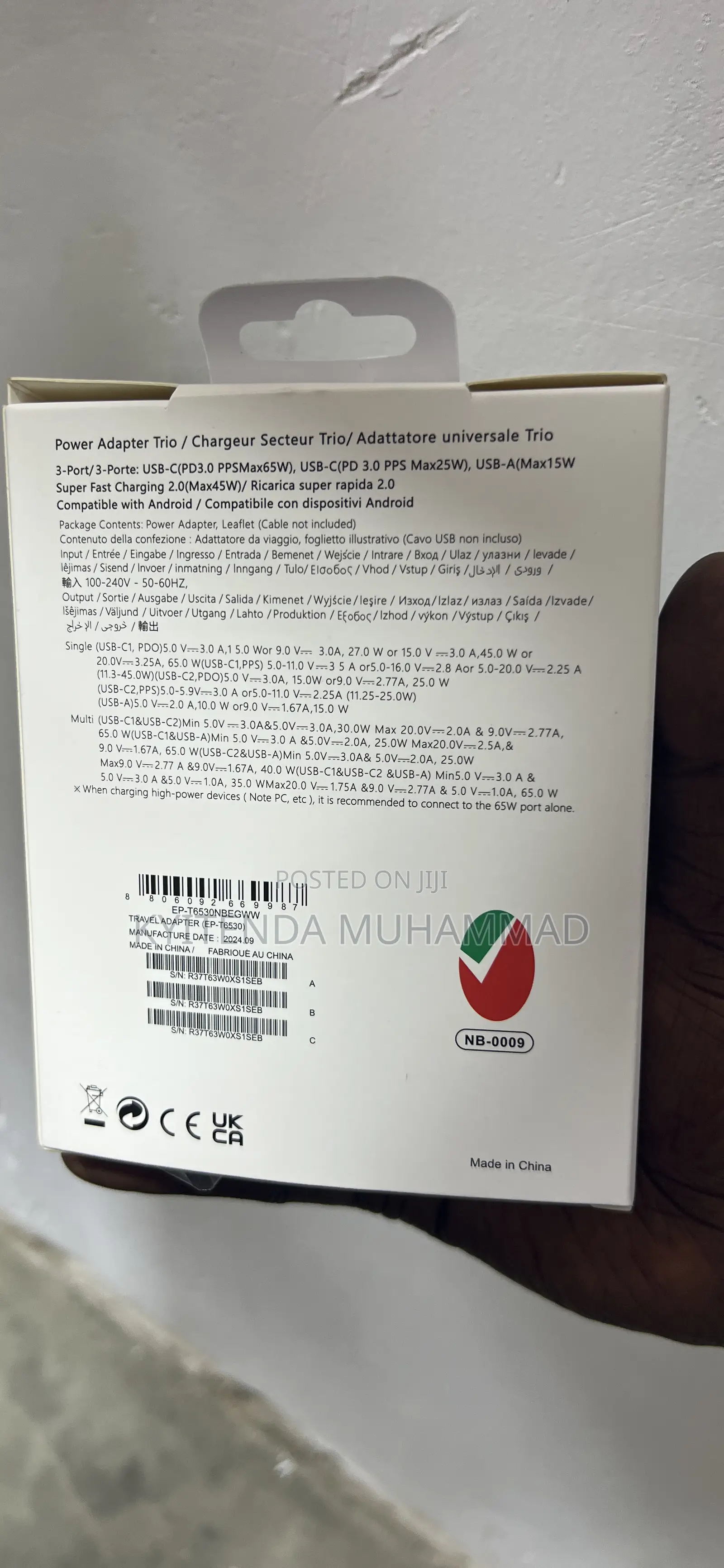 Samsung Charger 65w Pd Power Adapter Trio USB Cx2 USB Sport