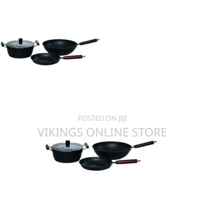 3 Piece Non-Stick Saucepan, Frying Pan, Wok Cookware - Black