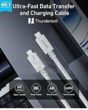 Anker Prime TB5 Cable, 3.3 FT USB C to USB C, 240W Fast Charging