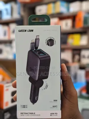 Green Lion 90W Car Charger With Retractable Cable