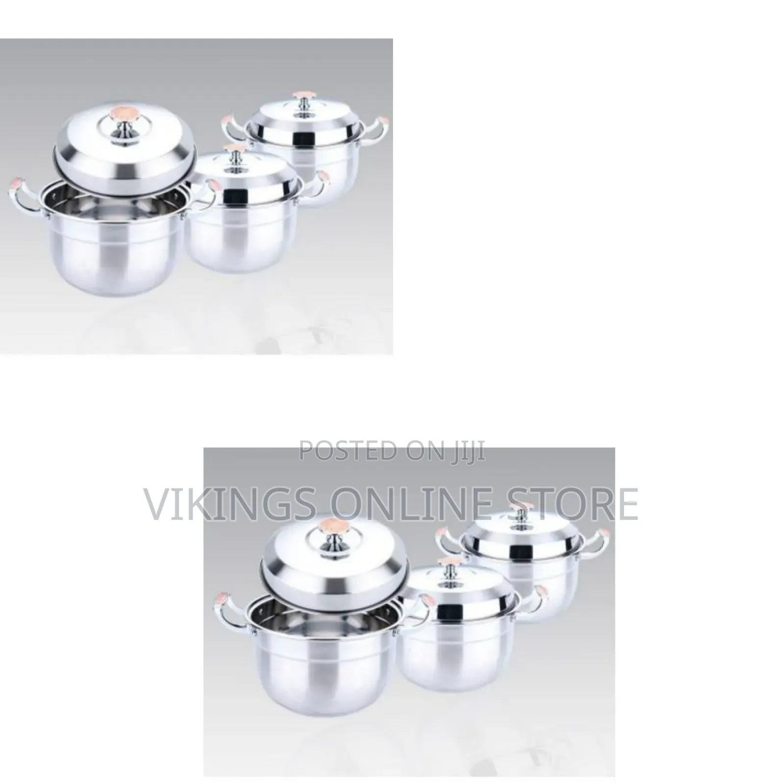 6 Piece 22,24 26CM Stainless Steel Saucepans Cooking Pots- Silver