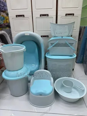 Multi-Piece Baby Bath and Nursery Utility Set in Light Blue